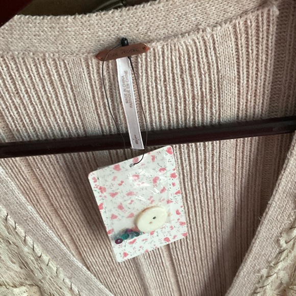 Free People Cream Floral Lace Cardigan, size L, new - Picture 3 of 6